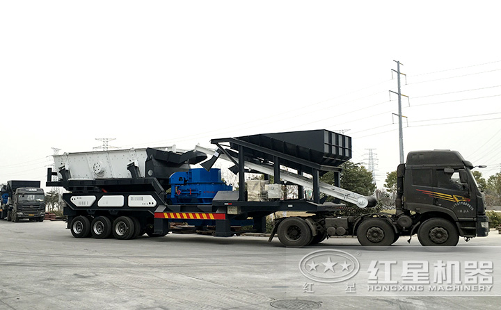 車載時產300噸鵝卵石移動制沙機上路了，移動自由更靈活 